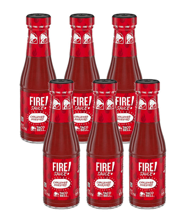Taco Bell Fire Sauce Glass Bottle, 7.5 OZ 6 Pcs