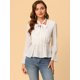 thumbnail image 4 of Blusa Unique Bargains Allegra K Cuello de pajarita Semitransparente Lunares Mujer XS Blanco, 4 of 6