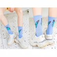 thumbnail image 3 of Women's 2-Pack Butterfly Graphic Crew Socks Soft Knit Ribbed Cuff Stylish Casual Sock Set - Blue White, 3 of 5
