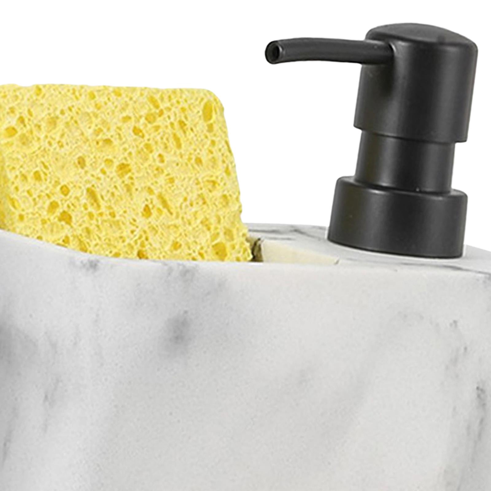Soap Dispenser, Sponge Holder Liquid Soap Dispenser Liquid Pump Bottle Accessories Scrubbers ,Kitchen Sink Soap Dispenser for Hotel Bathroom White