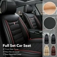 thumbnail image 3 of 5Pack Full Set Car Seat Covers, PU Leather Full Surrounded Protector Pad - Waterproof, Anti-Scratch & Fade-Resistant, Universal Fit for Most Sedans, SUVs & Pick-up Trucks(Black & Red), 3 of 16