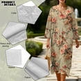 thumbnail image 5 of DISNIMO Bird Flower Print Womens Casual Maxi Dresses Loose V Neck Shift Dress Casual 3/4 Sleeve Dresses Imitation Linen Fashion Long Dress for Women, S, 5 of 6