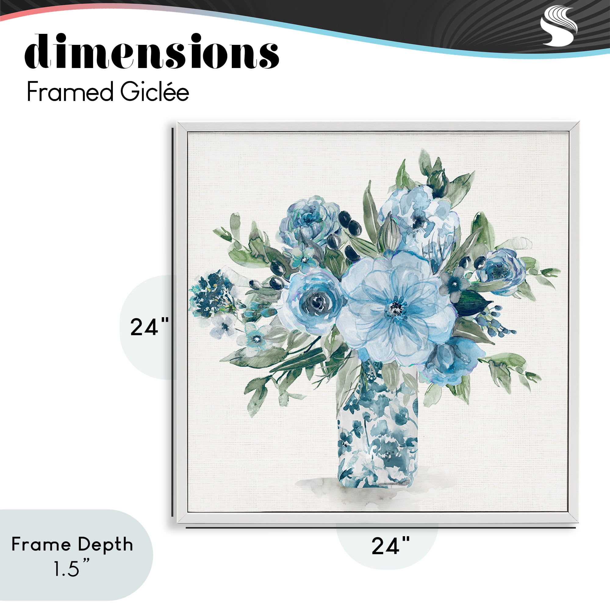 Stupell Industries Pastel Blue Bouquet Foliage White Framed Giclee Art, design by Carol Robinson