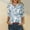 Light Blue, variant on Women's 3/4 Sleeve Blouse Women's Fashion Three Quarter Sleeve Retro Round Neck Easter Printed Loose Tops Blouse