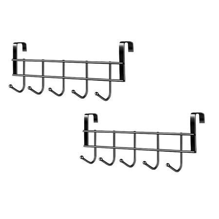 

Oleegame 2PC Hook Hanger Rack Hooks Over The Door Hooks Bathroom Hanger Clothes Towel Storage Holder Silver Black