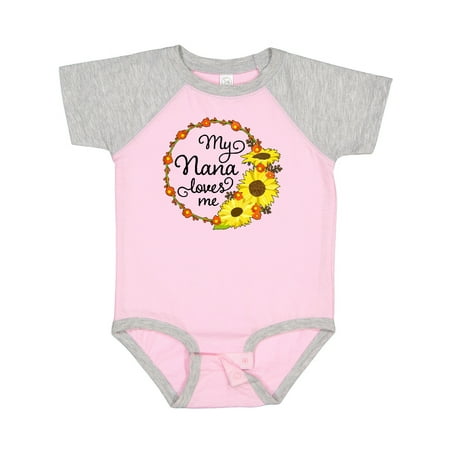 

Inktastic My Nana Loves Me with Sunflower Wreath Gift Baby Boy or Baby Girl Bodysuit