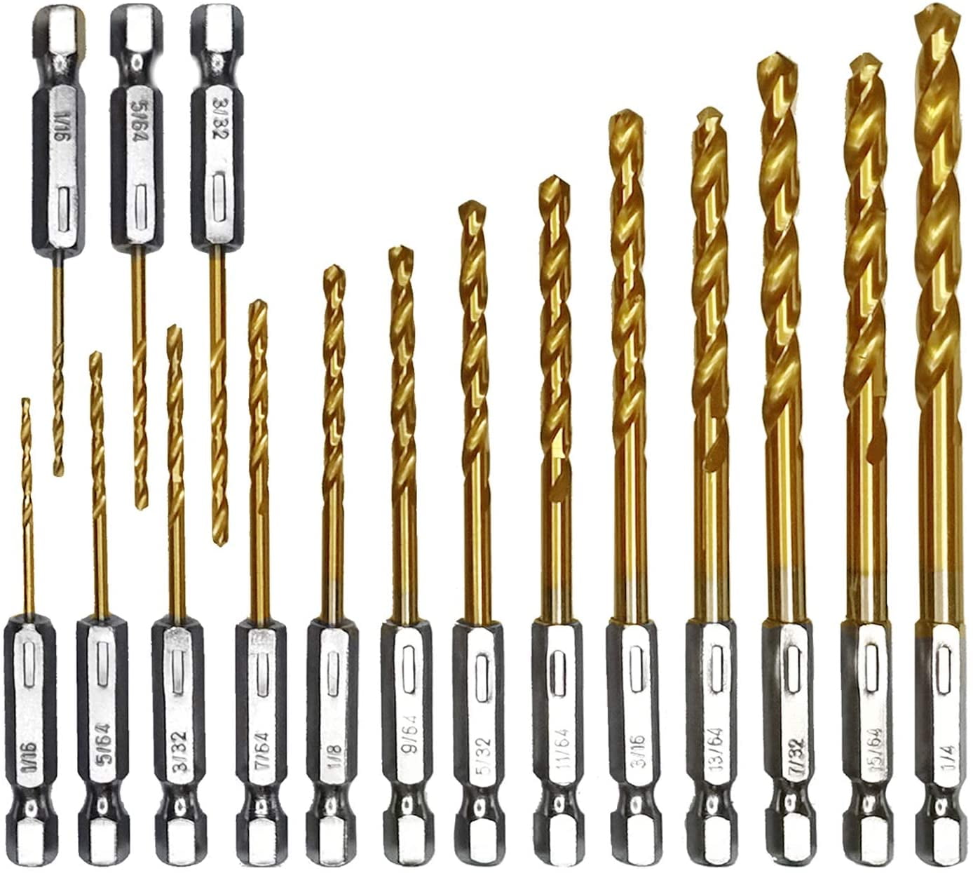 Cutting Tools Twist Drill Bits Inton 5 Pcs 1/4 Hex Shank HSS Wood Drill