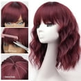 thumbnail image 2 of Short Wavy Wig with Bangs for Women Shoulder Length Bob Curly Women's Charming Synthetic Wigs with Natural Wavy Black To Brown Heat Resistant Hair for Daily Party Use, 2 of 7