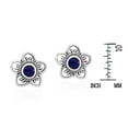 thumbnail image 2 of Sterling Silver Swirl Heart Flower Simulated Blue Lapis Inlays Stud Earrings, 2 of 5