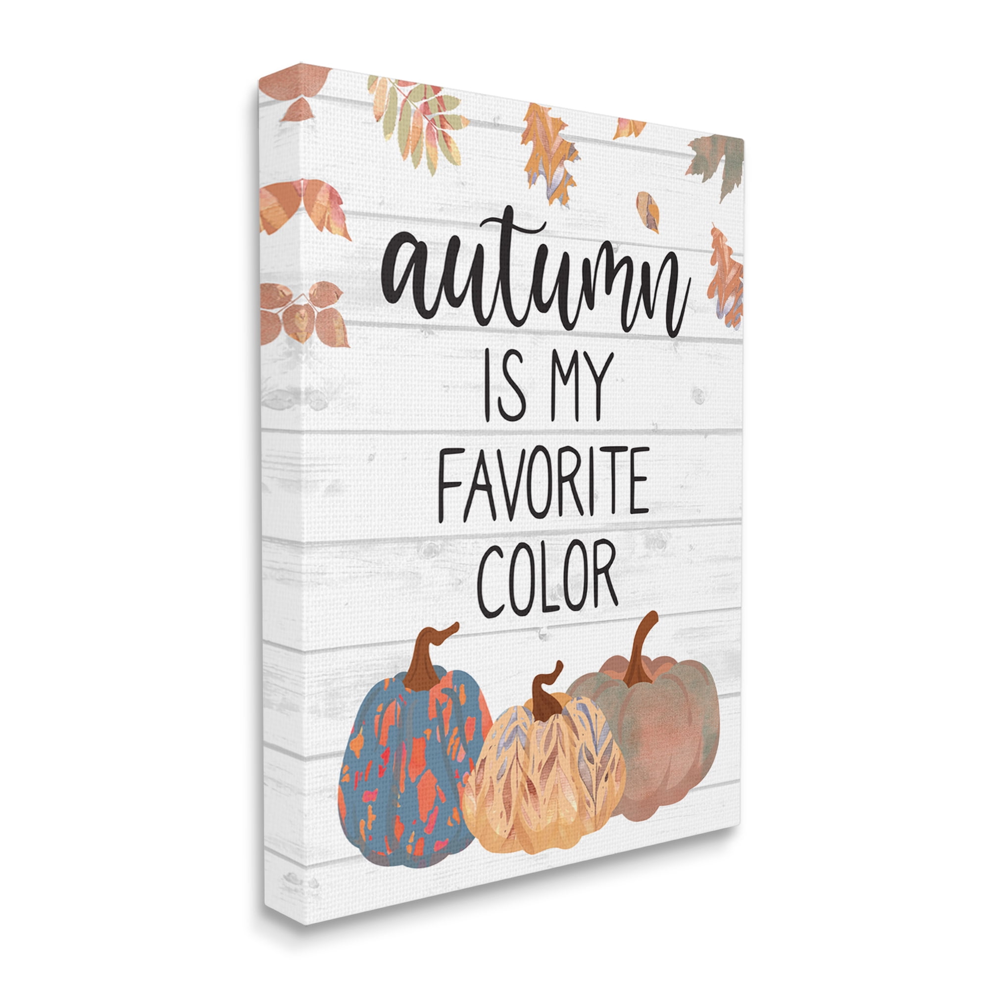 Autumn Favorite Color Varied Weathered Pumpkins Leaves Botanical & Floral Graphic Art Gallery-Wrapped Canvas Print Wall Art