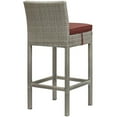 thumbnail image 3 of Modway Conduit Bar Stool Outdoor Patio Wicker Rattan Set of 2 in Light Gray Currant, 3 of 5