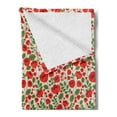 thumbnail image 2 of Poppy Flower Soft Flannel Fleece Blanket, Abstract Floral Arrangement Doodle Style Petals and Leaves Classic Retro, Cozy Plush for Indoor and Outdoor Use, 70" x 90", Green Red Beige, by Ambesonne, 2 of 5