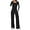 Black., variant on Women's 2 Piece Matching Lounge Sets Fall Fashion Outfits Henley Neck Sweater Top Wide Leg Pants Sweat Suits