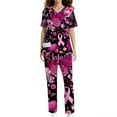 thumbnail image 3 of World Breast Cancer Awareness Day Scrubs Nursing Uniform Women Scrubs Set Scrubs Top and Pants, 3 of 3