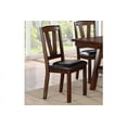 thumbnail image 5 of Set of 2 Dark Walnut Wood Dining Chairs with V-Shape Back & Faux Leather Cushions | Contemporary Modern Kitchen & Breakfast Room Furniture | 18"x21"x39"H, 5 of 7