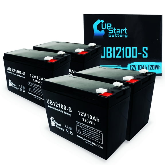 4x Pack - Compatible Mongoose M300 Battery - Replacement UB12100-S Universal Sealed Lead Acid Battery (12V, 10Ah, 10000mAh, F2 Terminal, AGM, SLA)