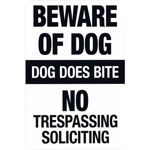 Dog Does Bite No Trespassing No Soliciting Sign - 8"x12" Retro Aluminum Metal Tin Pet Security Decor