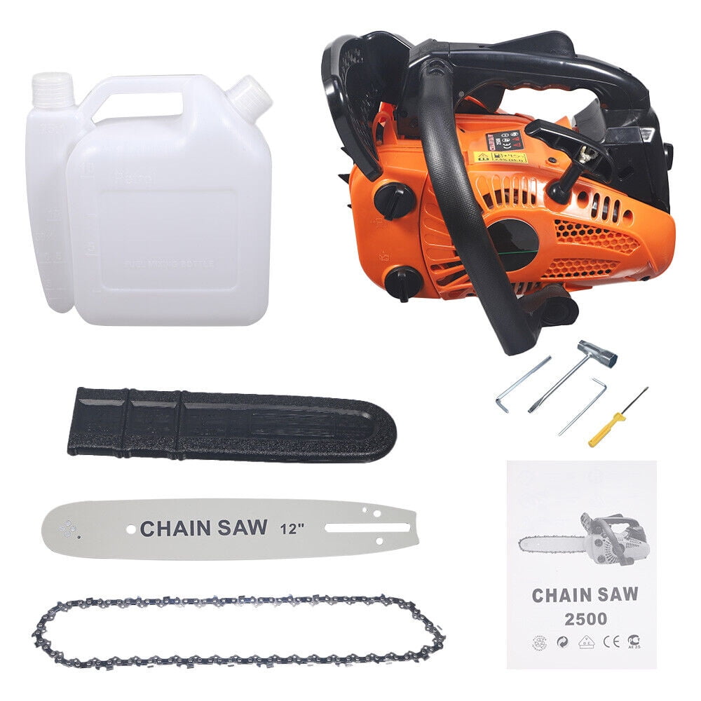 Paddsun Gas Chainsaw, 12'' 25.4cc Gasoline Chain Saws Anti-Vibration for Wood Cutting  Chainsaw Orange