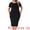 Black, variant on DARING DIVA Plus Size Short Sleeve Crew Neck Midi Bodycon Dress 2X Black