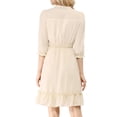 thumbnail image 4 of INSPIRE CHIC Women's Layered Ruffle Hem 3/4 Sleeves Smocked Chiffon A-Line Dress XL Beige, 4 of 9