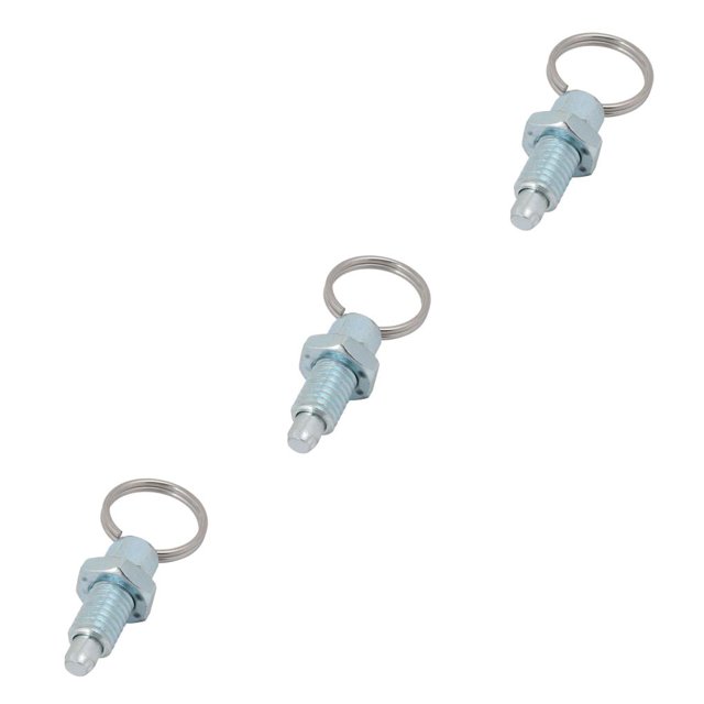Transemion Heavy-Duty Index Plunger with User-Friendly Ring Pull Secure Spring Loaded Lock M6-4 Galvanized Steel 3Set