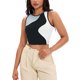 thumbnail image 1 of ATHLECHIC Camiseta sin mangas de verano de bloques de color para mujer, básica, con cuello redondo, negra y gris, 1 of 5
