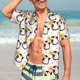 thumbnail image 7 of Pofeuu Penguin With Flowers Print Hawaiian Shirt for Men Sleeves Casual Button Down Summer Beach Dress Shirts T-Shirts,Small, 7 of 7