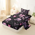 thumbnail image 2 of Manfei Gothic Coquette Halloween Twin Sheets for Teens, Black Pink Skull Bow Bedding, 3pcs, 1 Flat Sheet, 1 Fitted Sheet and 1 Pillowcase, 2 of 6