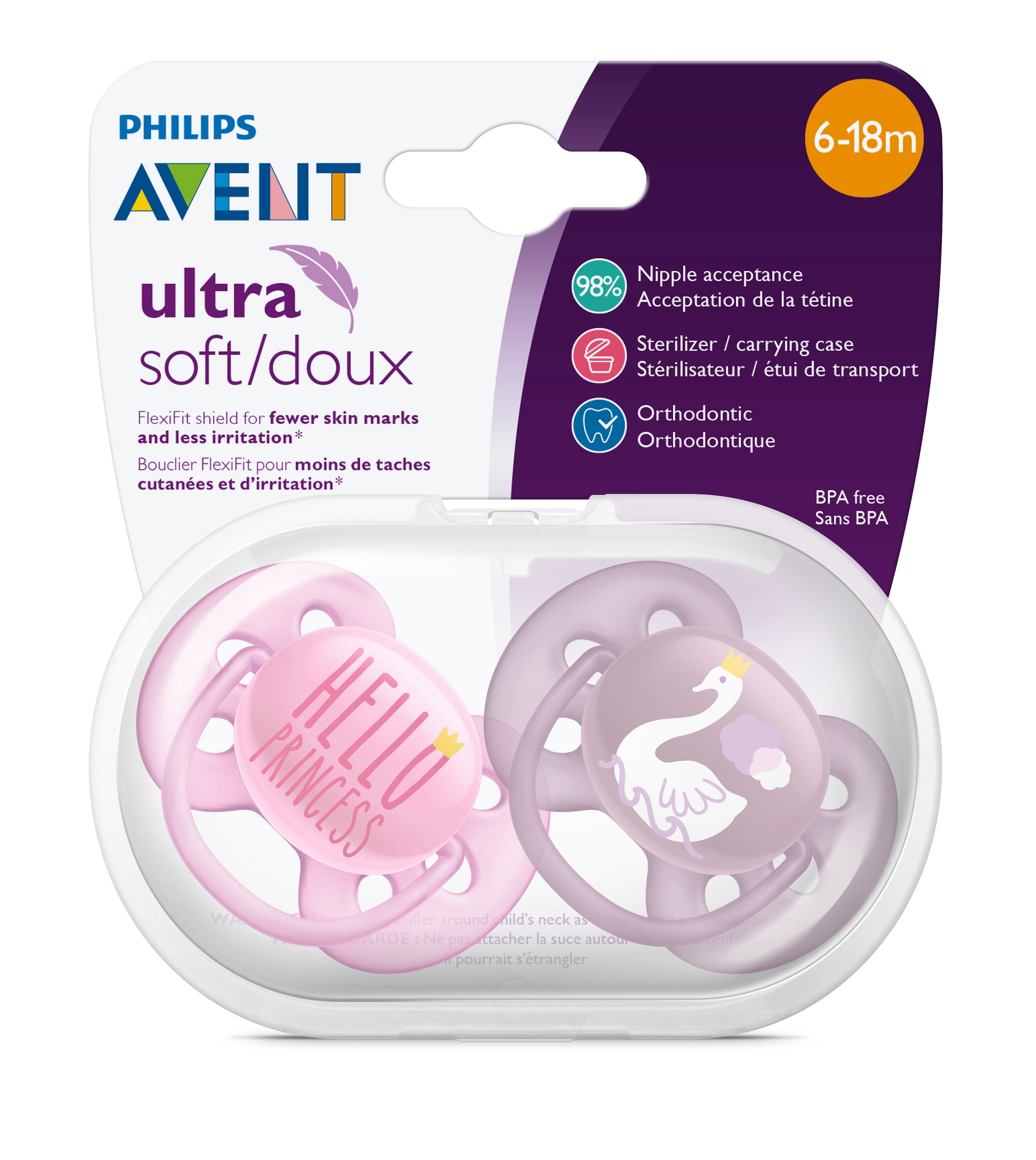 Philips Avent Ultra Soft Pacifier, Months, 4 Pieces
