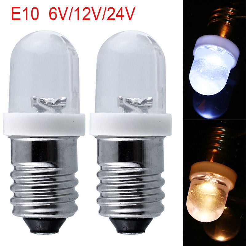 2Pcs E10 1447 Screw Base LED Bulb Lamp 2SMD 6 VOLT 6V DC Warm White Light Globe 