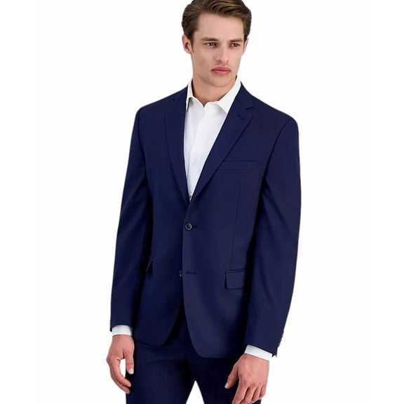 Alfani Mens Slim fit Suit Jacket Blazer 38 S Navy Blue Solid Stretch