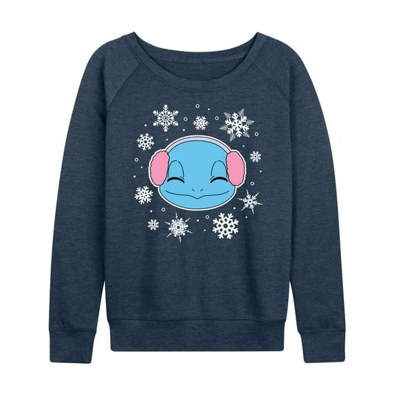Pokémon - Squirtle And Snowflakes - Women's Lightweight French Terry Long Sleeve Shirt