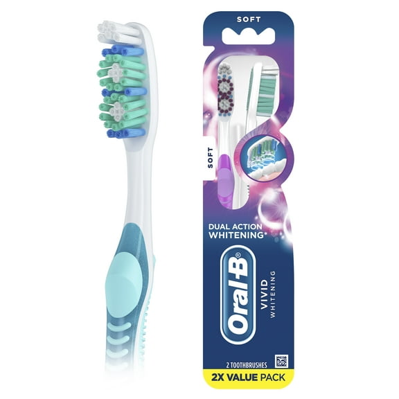 Oral-B Toothbrush, 3D White Stain Eraser, Soft, 2 Count