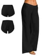 thumbnail image 2 of Ladies Cotton Linen Casual Pants, Washed Crinkled Solid Color Comfortable Long Pants with Back Pockets, Elastic Waist Pull On Pants for Daily Wear, Vacation and Beach Black L, 2 of 6
