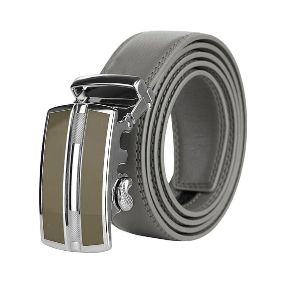 NYFASHION101 Men's Genuine Leather Ratchet Dress Trim to Fit Belt with Automatic Buckle, DS7892, Gray, X-Large