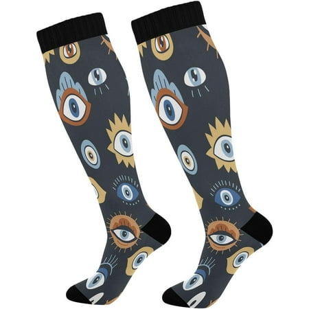 Hyjoy 1 Pack Esoteric Eye Compression Socks for Unisex Knee High Stocking for Running Athletic Medical