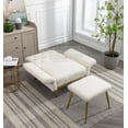 thumbnail image 3 of Accent Chair with Ottoman, Teddy Button Tufted Upholstered Recliner Lounge Chair with Adjustable Armrests and Backrest, Comfy Single Sofa Chair Armchair for Living Room Bedroom Apartment, White, 3 of 7