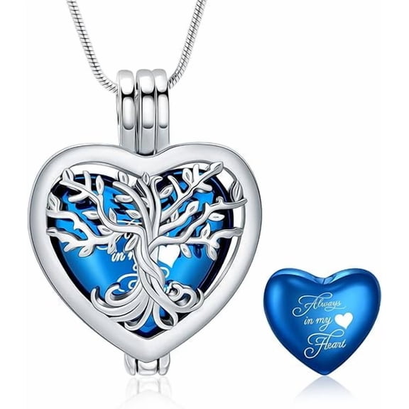 Cremation Jewelry Tree of Life Heart Urn Necklace for Ashes Women Men Heart Cremation Urn Necklace Keepsake Pendant