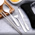 thumbnail image 4 of Outdoor Portable Stainless Steel Cutlery Set - Half Flower - Seven-piece Straw Set, 4 of 5