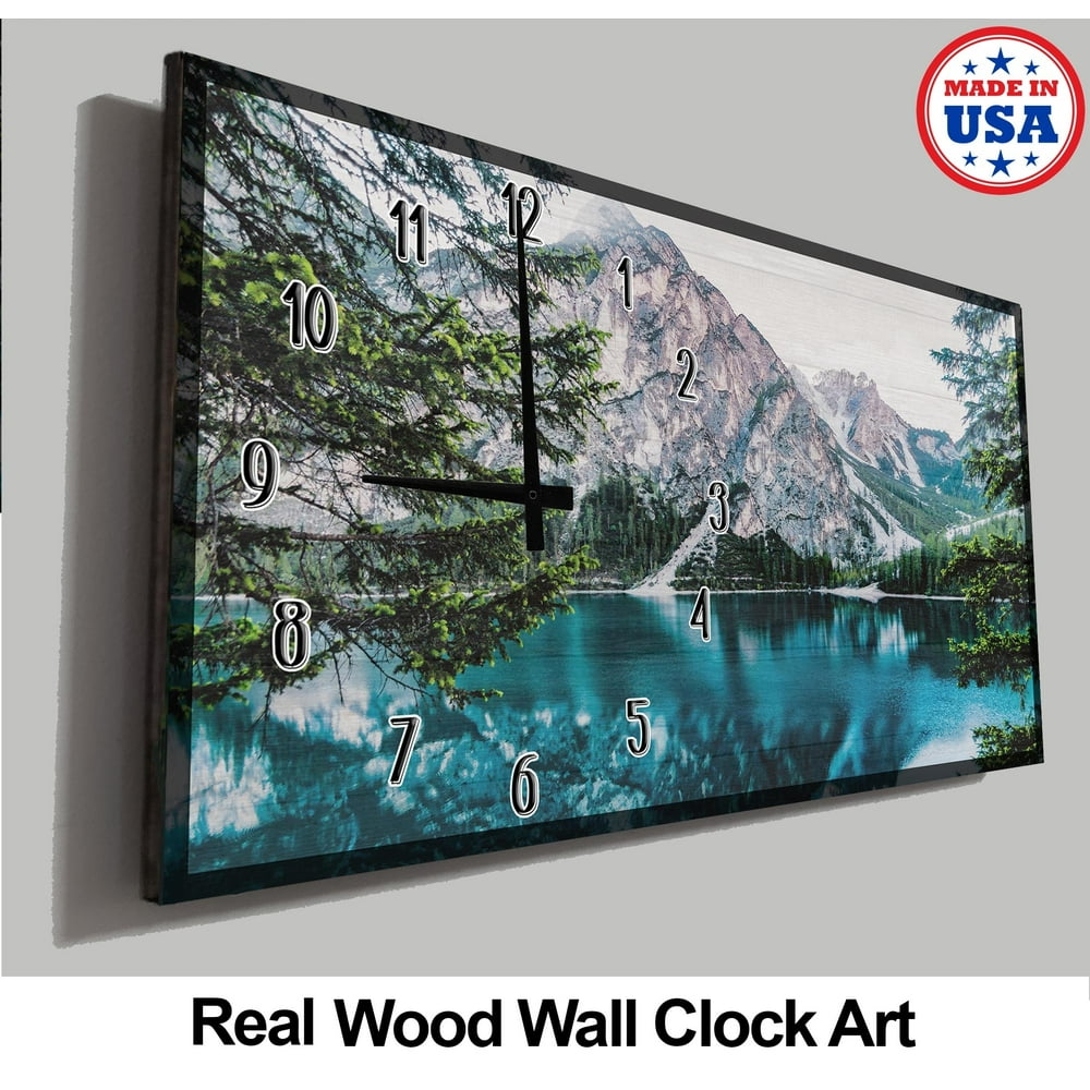 Mountain Wall Clock Beautiful Snowcapped Mountains With Lake Wall Clock