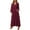 Wine Red, variant on ZANZEA Women Vintage Solid Color Holiday Dress Party Clubbing V-Neck Long Maxi Dress