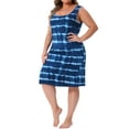 thumbnail image 4 of Agnes Orinda Plus Size Tie Dye Sleeveless Summer Dresses for Women Beach Tshirt Sundress Casual Loose Tank Dress 1X Blue, 4 of 6