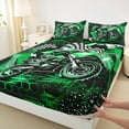thumbnail image 2 of Manfei Motorcycle Motocross 4-Piece Full Size Sheets,Honeycomb Grid Bed Sheets,Black Green Lightweight Sheet Sets,Sport Bedroom Decorative, 2 of 6
