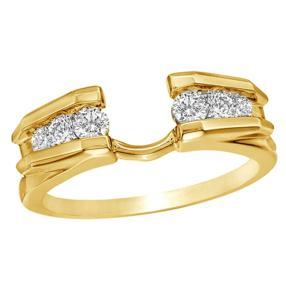 AFFY White Natural Diamond Tension Style Solitaire Enhancer Ring in 14k Yellow Gold (0.37 Cttw)