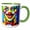 Green/White, variant on 3drose, Colorful Smiling Clown with Blue Eyes. Red Bow-tie. Funny Gifts, 15oz Two-tone Red Mug