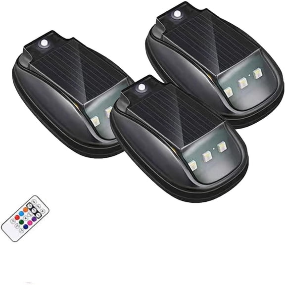 Solar Car Roof RGB Strobe Light with Remote Control, Wireless Car Roof Marker Lights Solar, 8-Color LED, No Drill Cab Roof Top Marker Lights for Motorcycle/Vehicle/Truck (3)