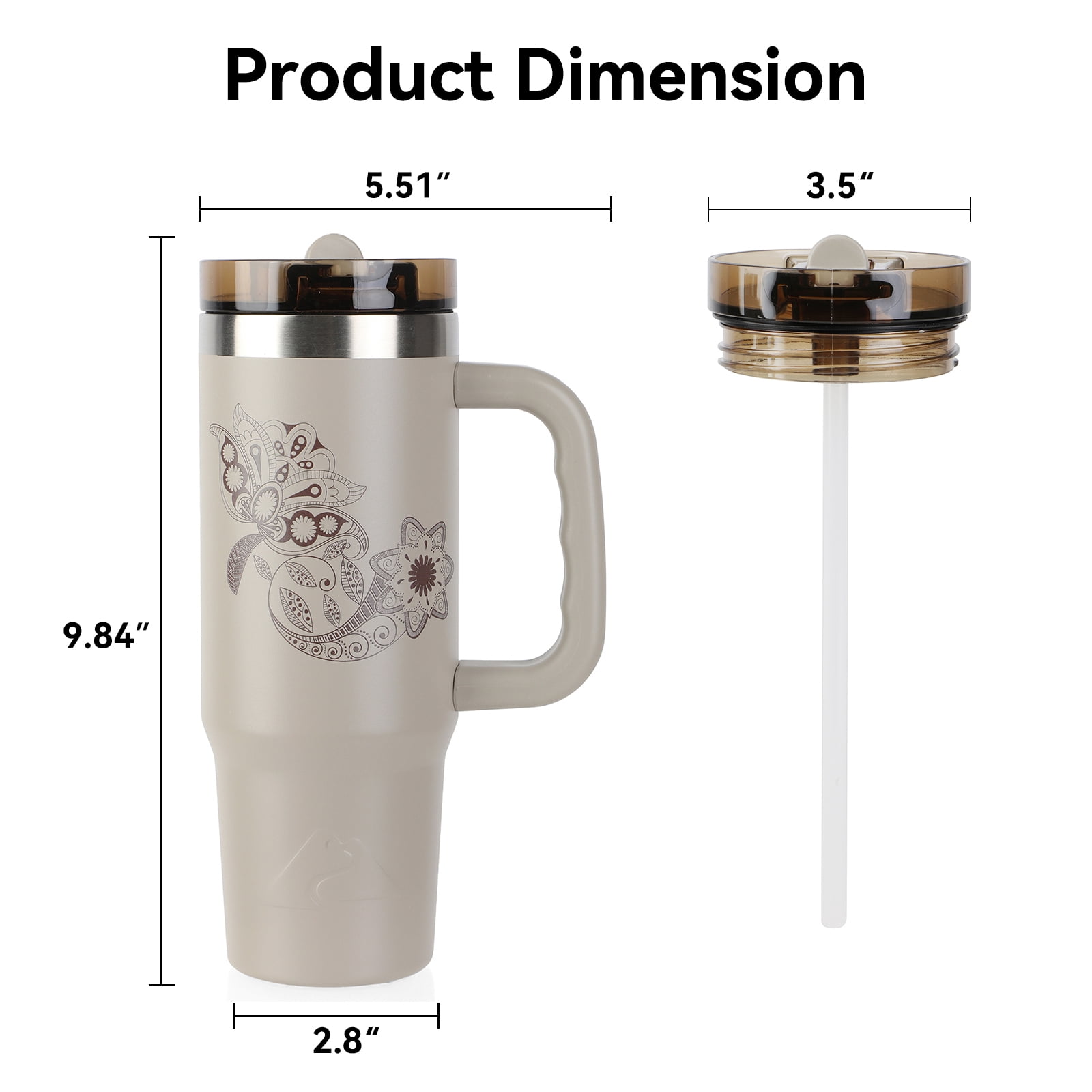 Ozark Trail 30 oz Stainless Steel Insulated Travel Tumbler with Handle and Flip Straw Lid, Teddy Bear