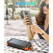 45800mAh Solar Power Bank 15W Fast Charging, Solar Charger Compatible for iPhone, Android Phone