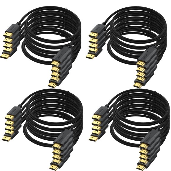 Cable DisplayPort a HDMI de 1,8 m, 20 unidades, cable UV chapado en oro