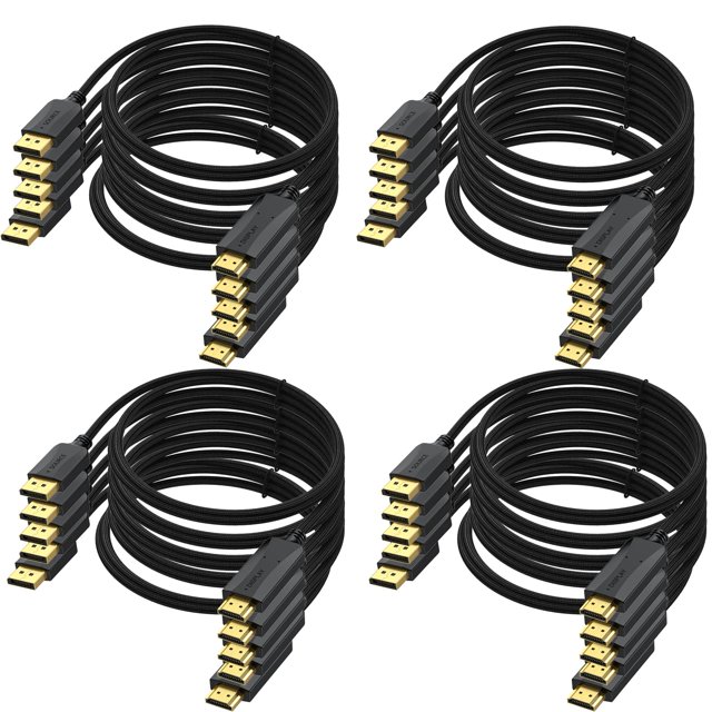 Cable DisplayPort a HDMI de 1,8 m, 20 unidades, cable UV chapado en oro